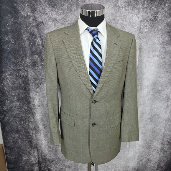 Hart Schaffner Marx Gold Trumpeter BlazerMen 40Jacket Sport Coat Houndstooth